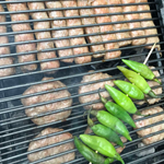 Grilled meat and peppers